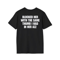 BLOCKED HER WITH THE SAME THUMB BACKPRINT T-SHIRT